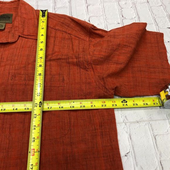 Flyshacker Men Short Sleeve Button Shirt Top Size Large Orange M098 -2 - Picture 3 of 10